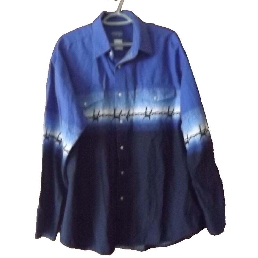 Vintage Wrangler Brushpopper Long Tail Blue Barb Wire Western Canvas 52" 2XL